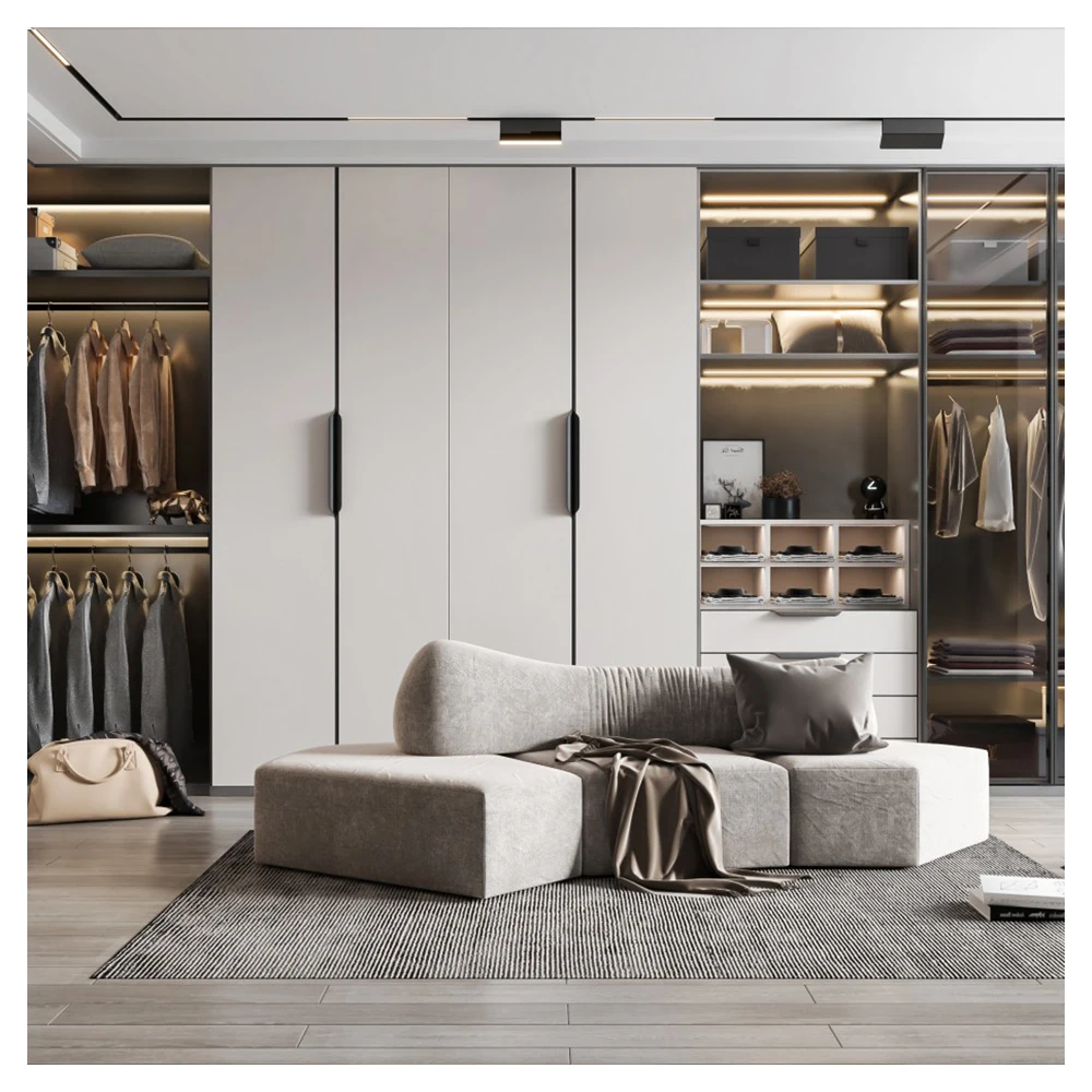 luxury folding portable built in wardrobes bedroom black aluminium profile for sliding door