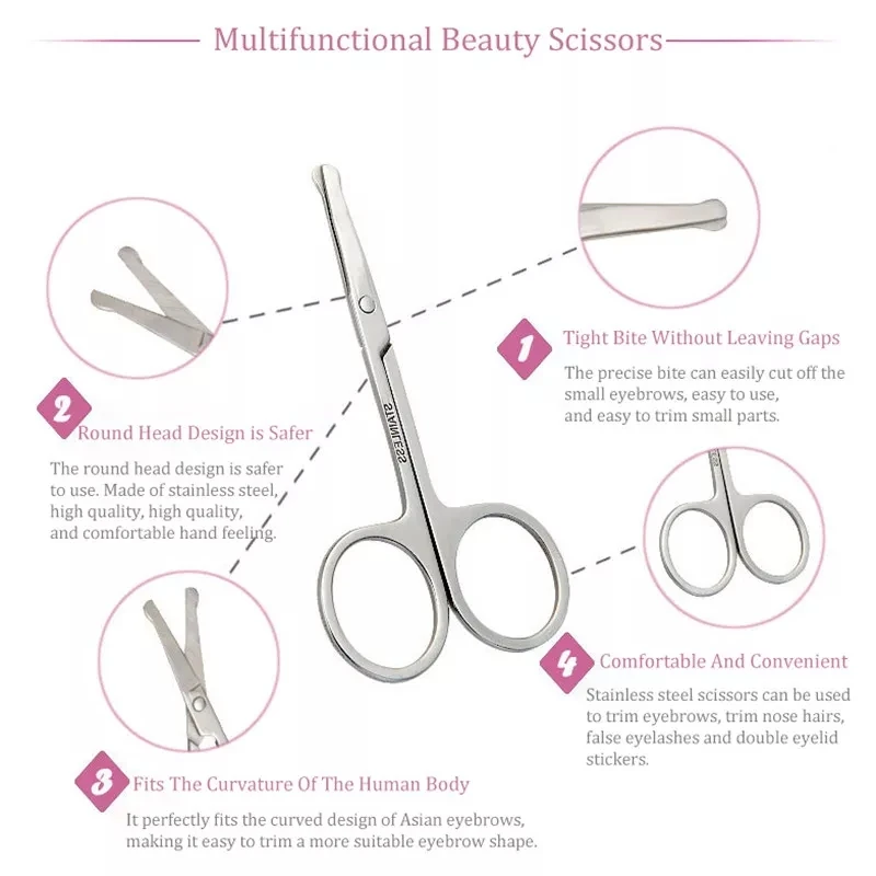 product hot selling pink handle eyebrow trimming scissors stainless steel eyebrow scissors-7