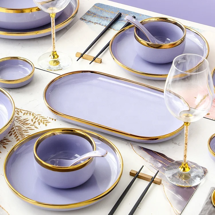 Nordic Phnom Penh Simple Ceramic Tableware Set Light Luxury Dinnerware Plate Dish Bowl Chopstick Spoon