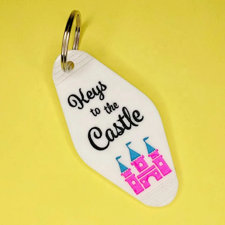 Custom logo Printing Plastic Retro Vintage Motel Hotel Keychains With Room Number factory