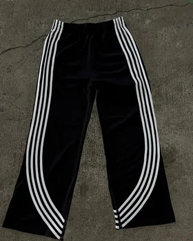 High quality heavy vintage sweatpants French wool cotton straight leg pants Vintage striped men's sweatpants