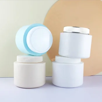 500ml Beige White PP HDPE Round Wide Mouth Plastic Jars Powder Butter Cream Jar with Cap