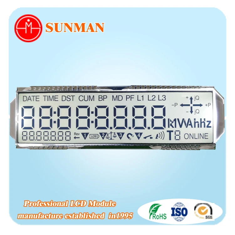 Factory Custom Optoelectronic Displays 16 digits 7 Segments Lcd Display for energy meter