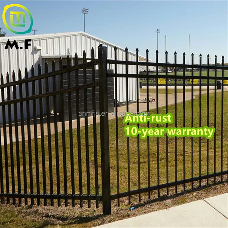 Factory custom welded spearhead top picket fence outdoor Garden Boundary Protection Powder Coated zinc steel fence