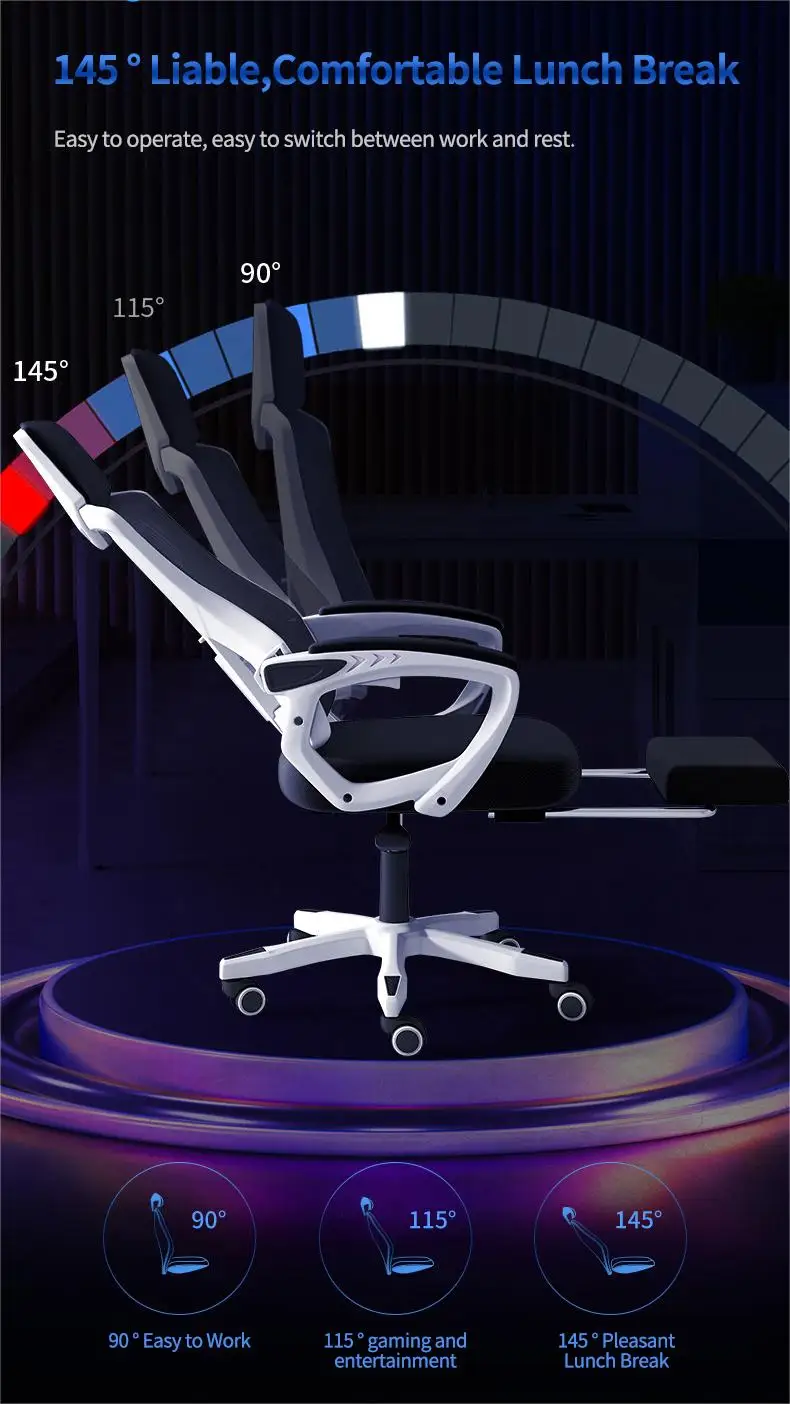 Custom Ergonomic Razer Computer Gaming Chair with Lift Style Fabric and Mesh Material Massage Features and Footrest