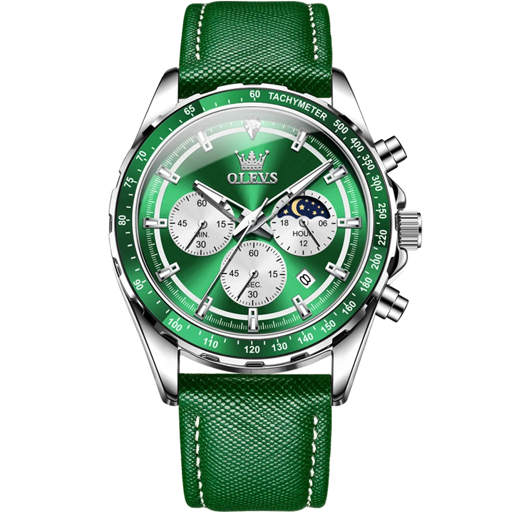 OLEVS 2945 New Men's Business Quartz 6-Pin Multifunctional Belt Watch Men's  Wrist Watch