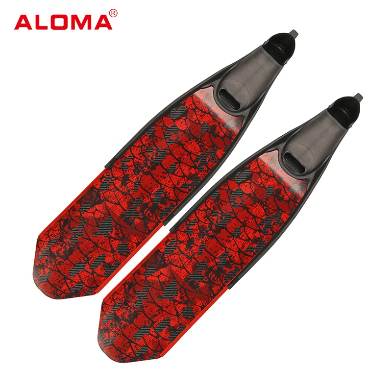 Aloma Best python texture fins flexible underwater pure carbon fiber Freediving long blade diving fins Spearfishing Fins