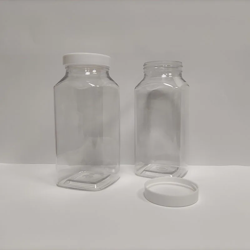 Factory in Stock 16oz PET Plastic Square Bottle Wide Mouth Packaging Bottles