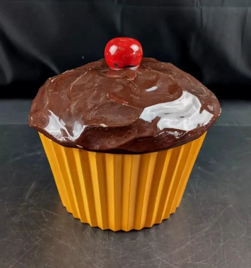 Lovely Ceramic Cupcake Cookie Jar - Hand Painted & Durable