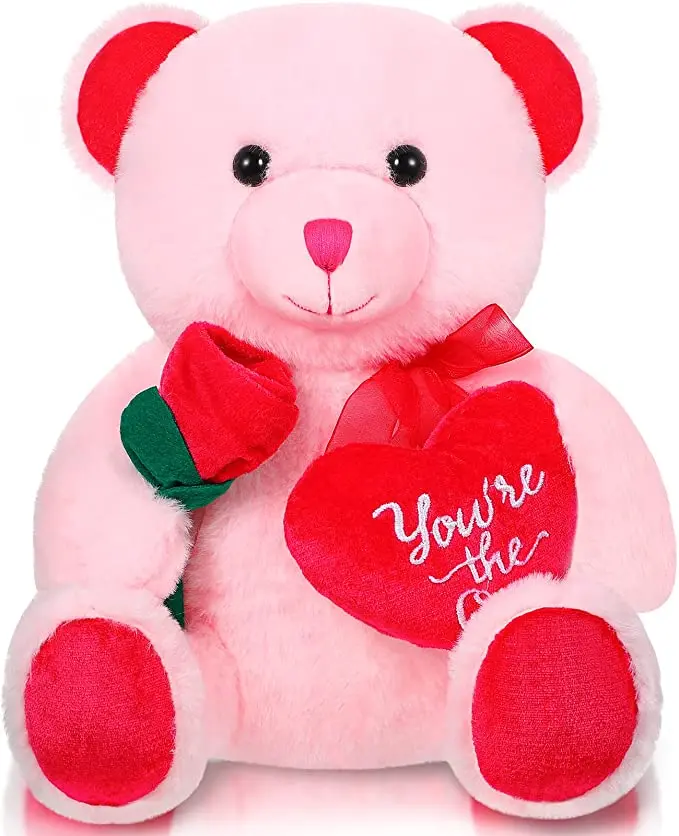 Valentine Cuddly Stuffed Rose Flower Teddy Bear Holding Red Heart Plush I Love You Teddy Bear Animal Toys For Valentine Gifts Buy Valentine Stuffed Rose Flower Teddy Bear Holding Red Heart Plush