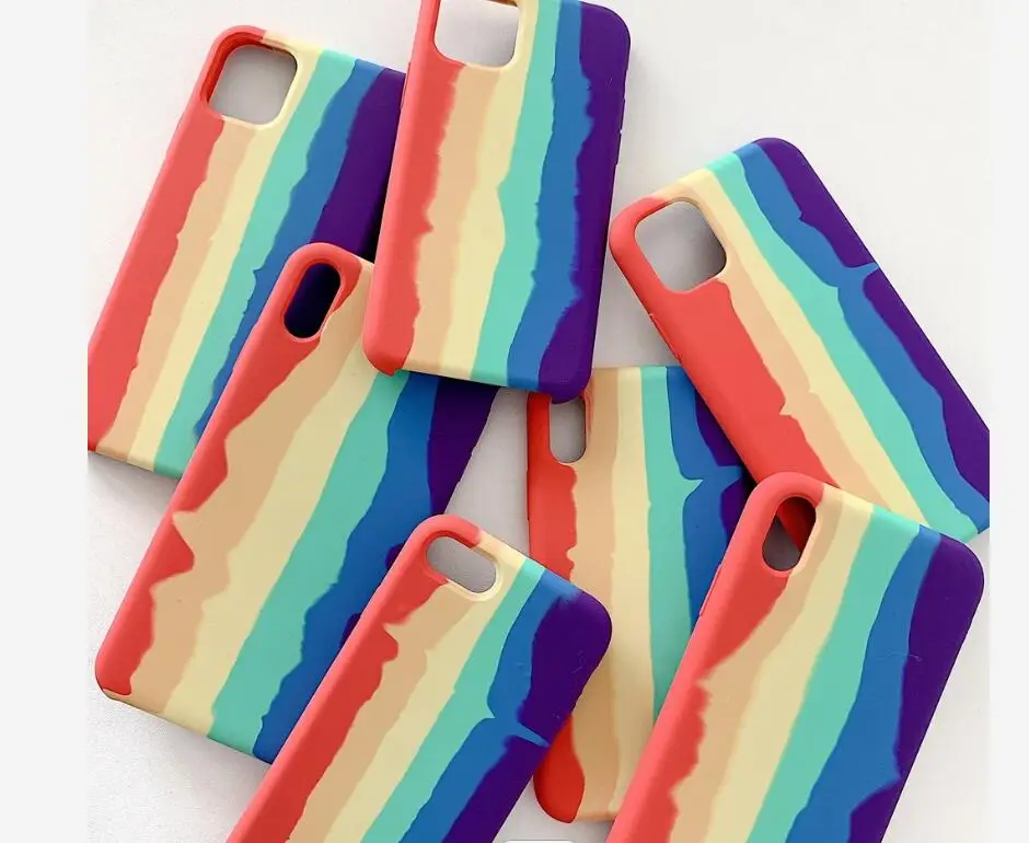 Luxury Original Rainbow Liquid Silicone Case For Iphone 12 11 Pro Max