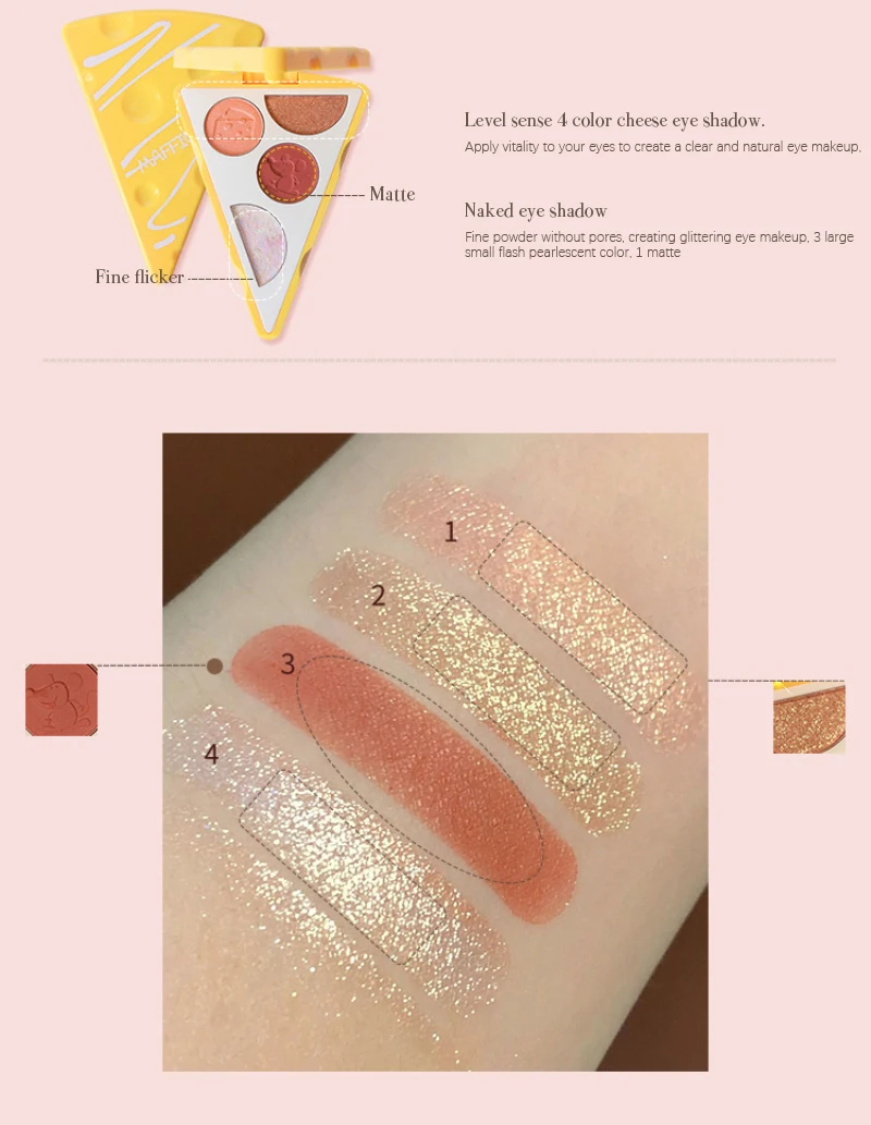 4 Colors Cheese Eyeshadow Palette Matte Pearl Flash Powder Portable Eye