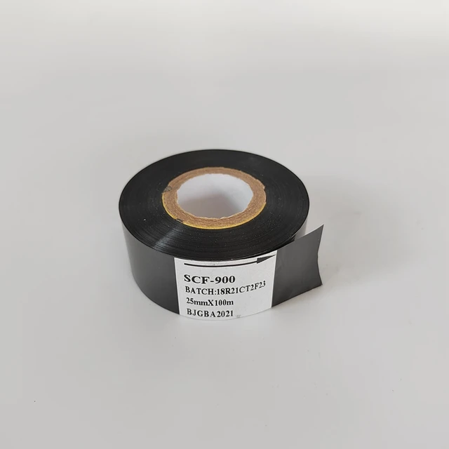 SCF900 Black 25mm*100m Suitable for HP241B HP241G Hot Stamping Machine, Hot Stamping Carbon Ribbon Packaging Machine, Ink Ribbon