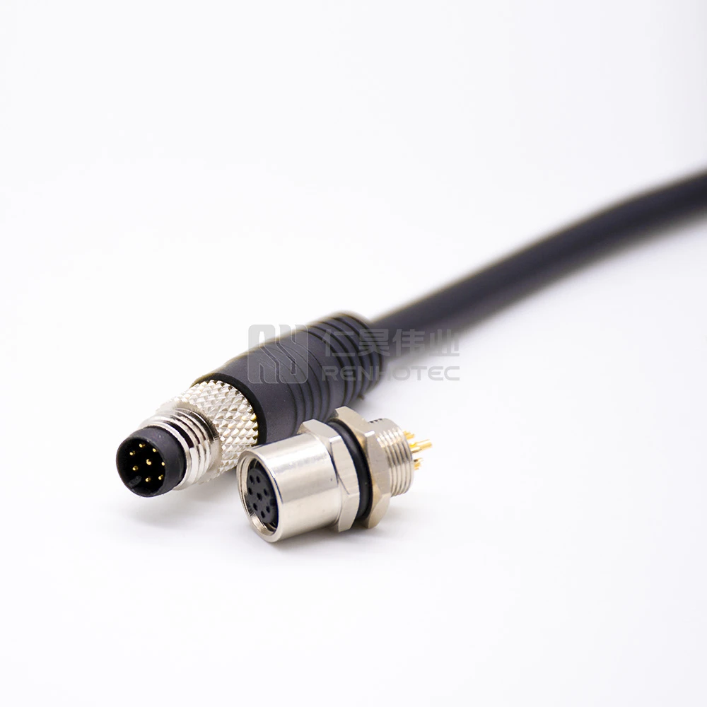 Connettore Circolare M8 Impermeabile – Codifica A, 6 Pin, Saldatura Posteriore, 0,2 M, Presa 180°, IP67 - 3