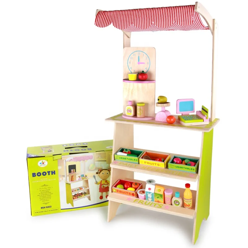 Wooden Pretend Play Supermarket Cash Register Toy Stem Educational Toys