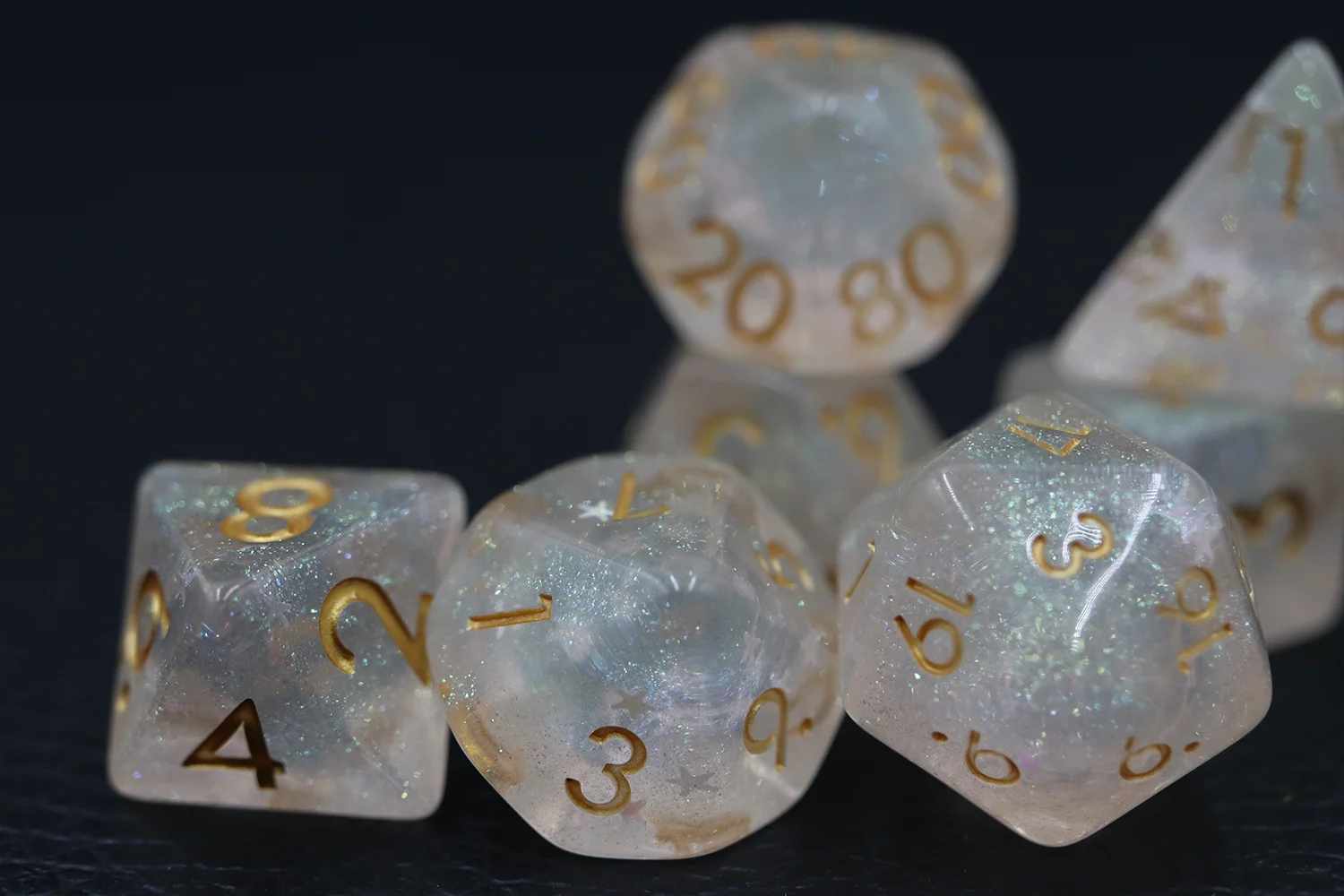7-Pack 20-Sided Polyhedral Clear Resin Dice Set Low MOQ D20 for DND RPG Table Game details