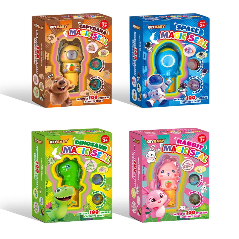 Custom Keybaby Cute Design Kawaii Capybara Seal Stamp Stationery Waterproof Sticker Toys Set With Color Box