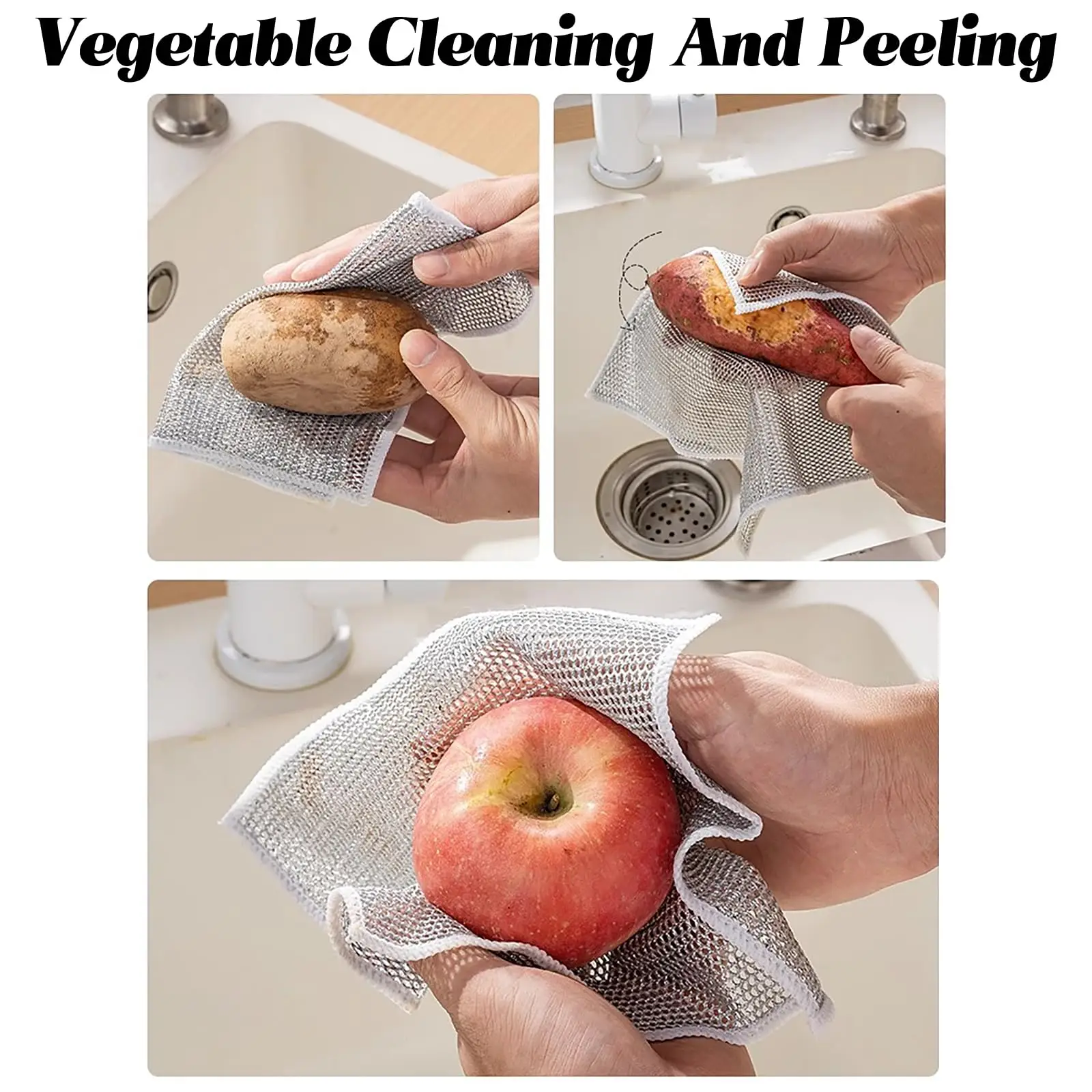 Kitchen Powerful Cleaning Silver Wire Dishwashing Rags Magic Scouring