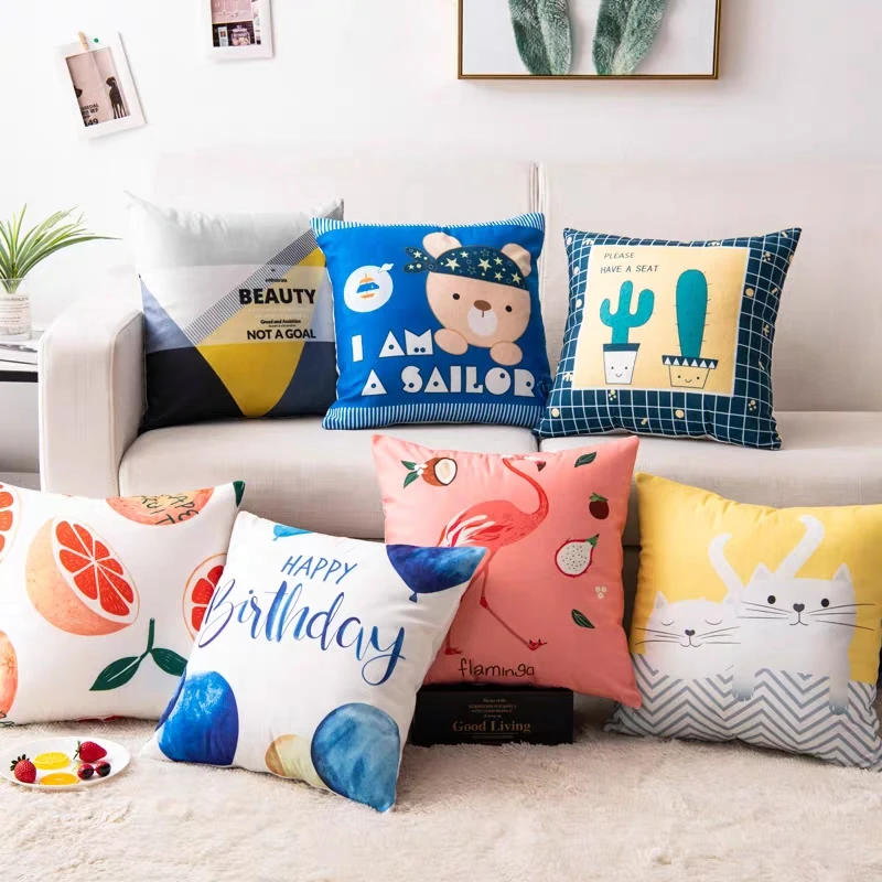 Hot Sale Custom Washable Sublimation Print Custom Pillow Throw Cases