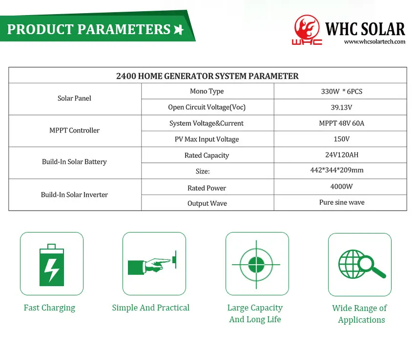 WHC complete on off grid 48000w 80000watt solar panel energy systems portable solar power generator for home