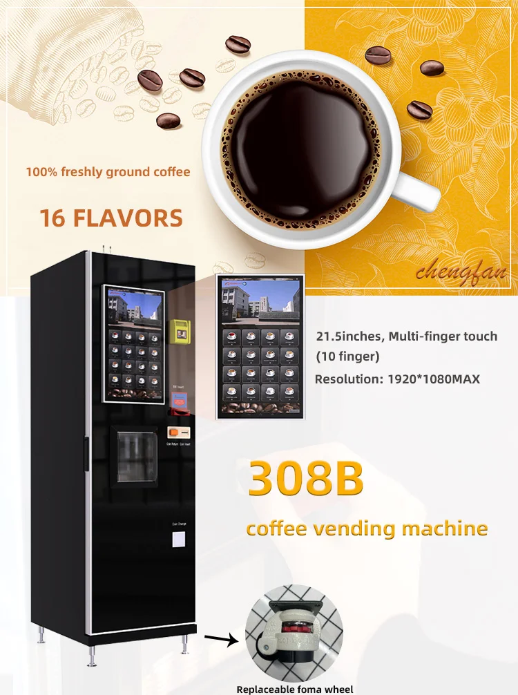 Credit Card Cash Operated Fully Automatic Espresso Freshly Brewed