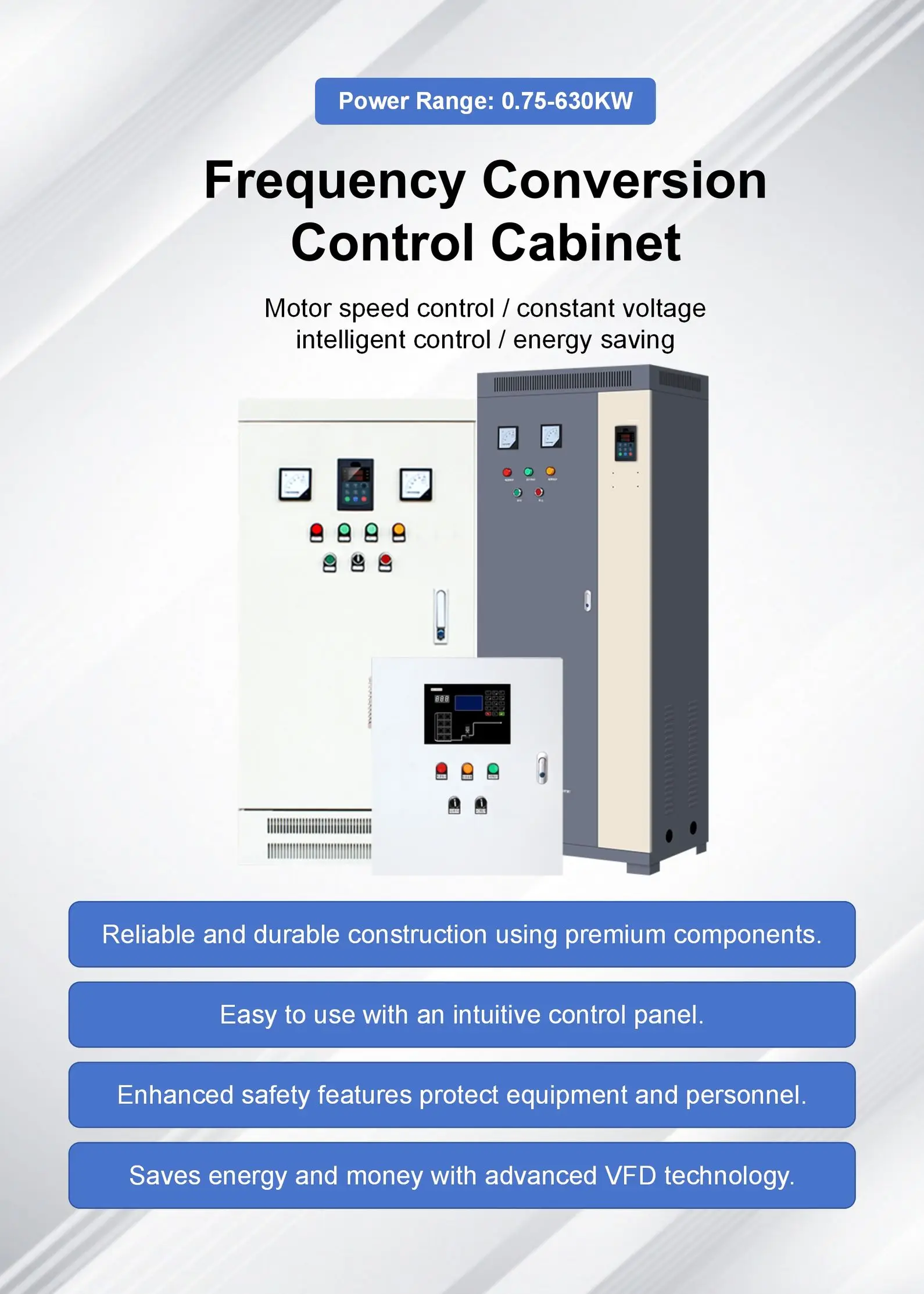 VFD Three Frequency Converter Control Cabinet for Compressor 0.75KW-630KW Vector Control PWM Low Voltage Variable-Frequency supplier