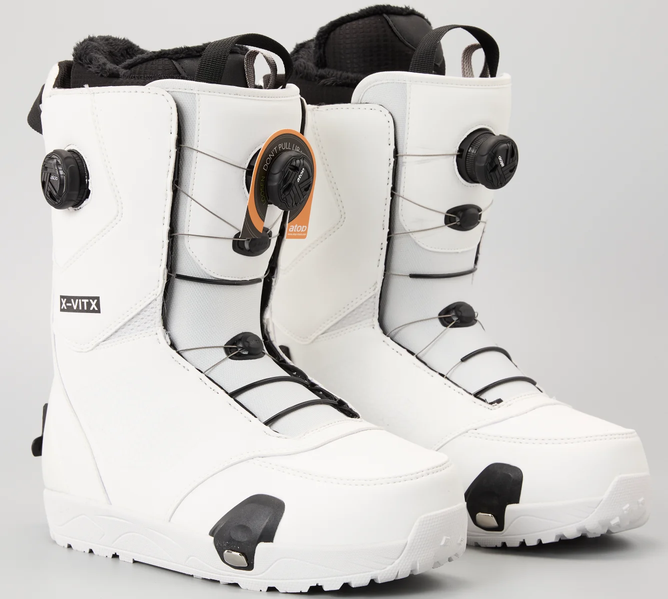 Easy Use Step on System Snowboard Boots - White Black Color