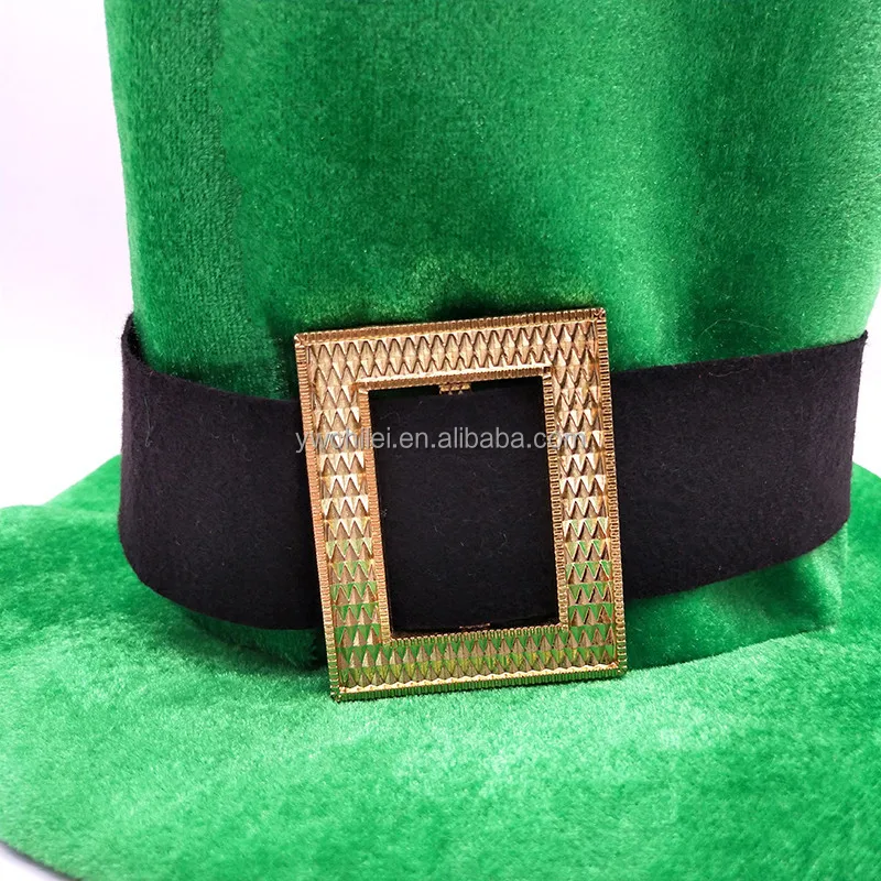 St Patricks Day Shamrock Green Velvet Top Hat for Men Women