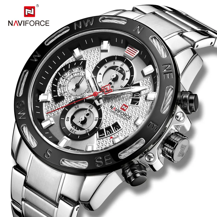 NAVIFORCE Original 9165 SW Janpan Movement Quartz Watches Luxury Stainless Steel Watch Male Waterproof Wrist Watch for Men