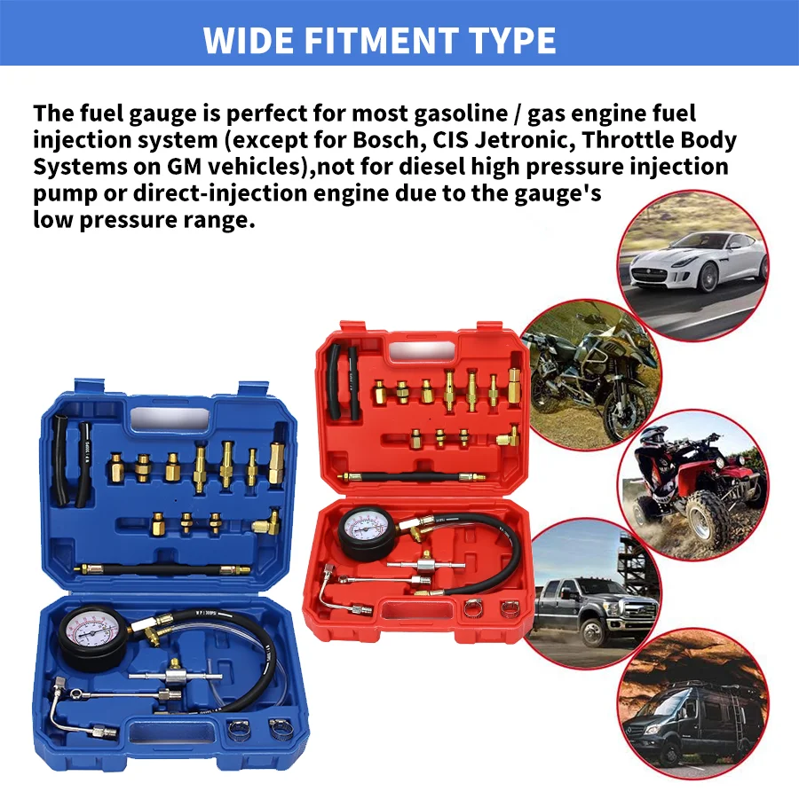 High Quality 0140psi Tu114 Fuel Injector Pressure Tester Gauge Kit