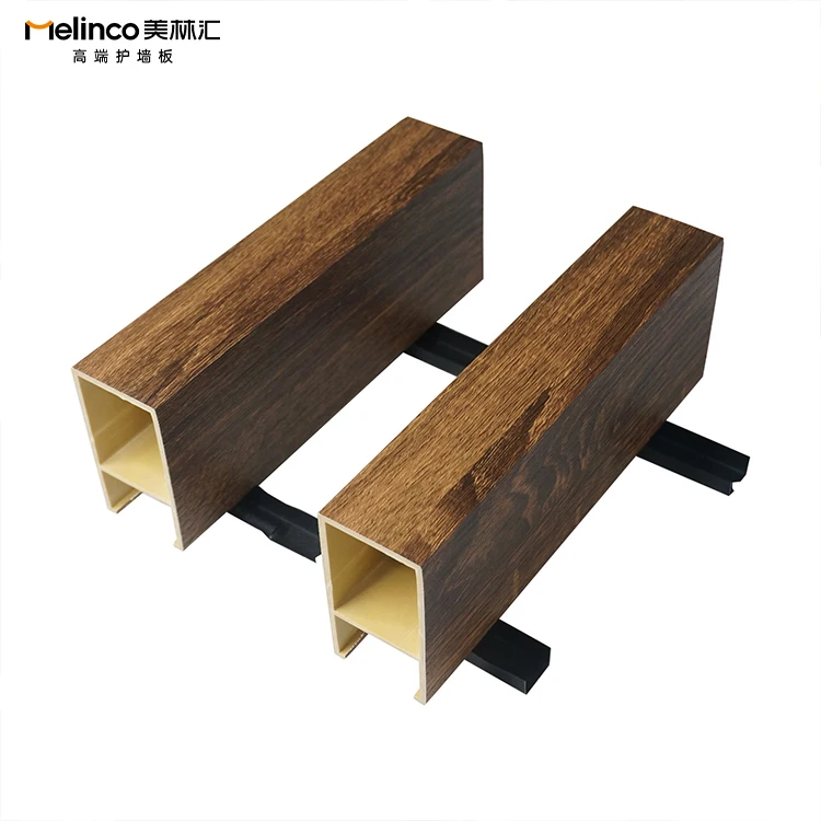 Melinco New Fashion Design Pvc Ceiling Panel Wood Grain Square Pipe Wpc Interior Decorative Ceiling Tiles