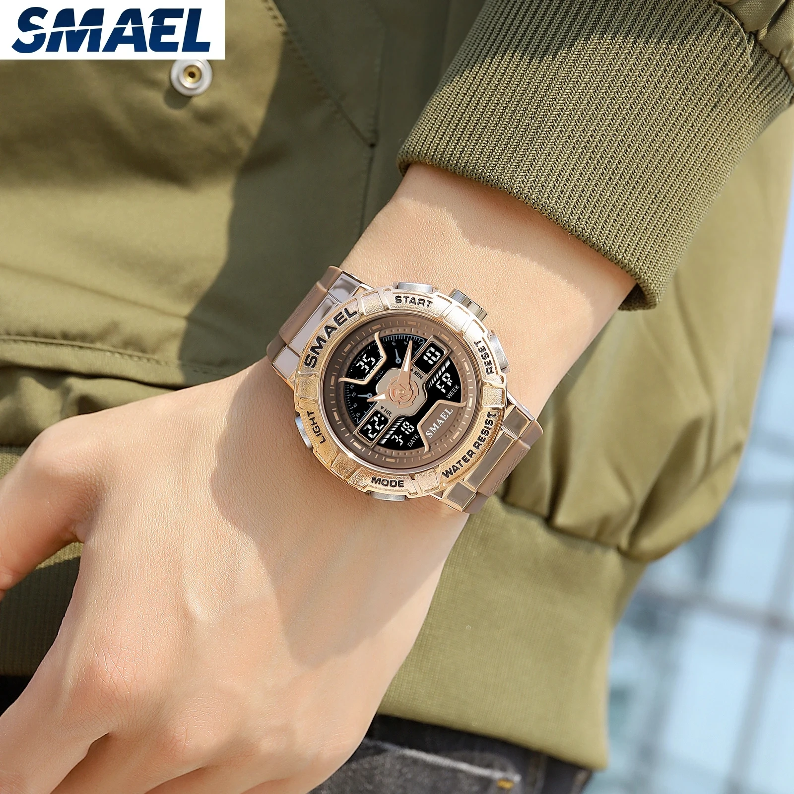 SMAEL 8067 New Style High Quality Men Digital Watch Stylish Silicone Strap Water Proof Luminous Sports Running Wrist Watch