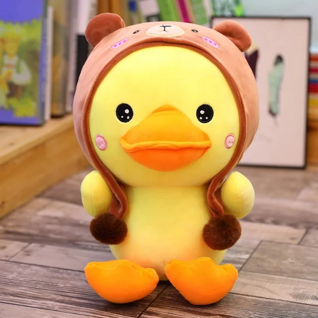 Popular Soft Toy Yellow Duck Lalafanfan in Blue Kigurumi and Round