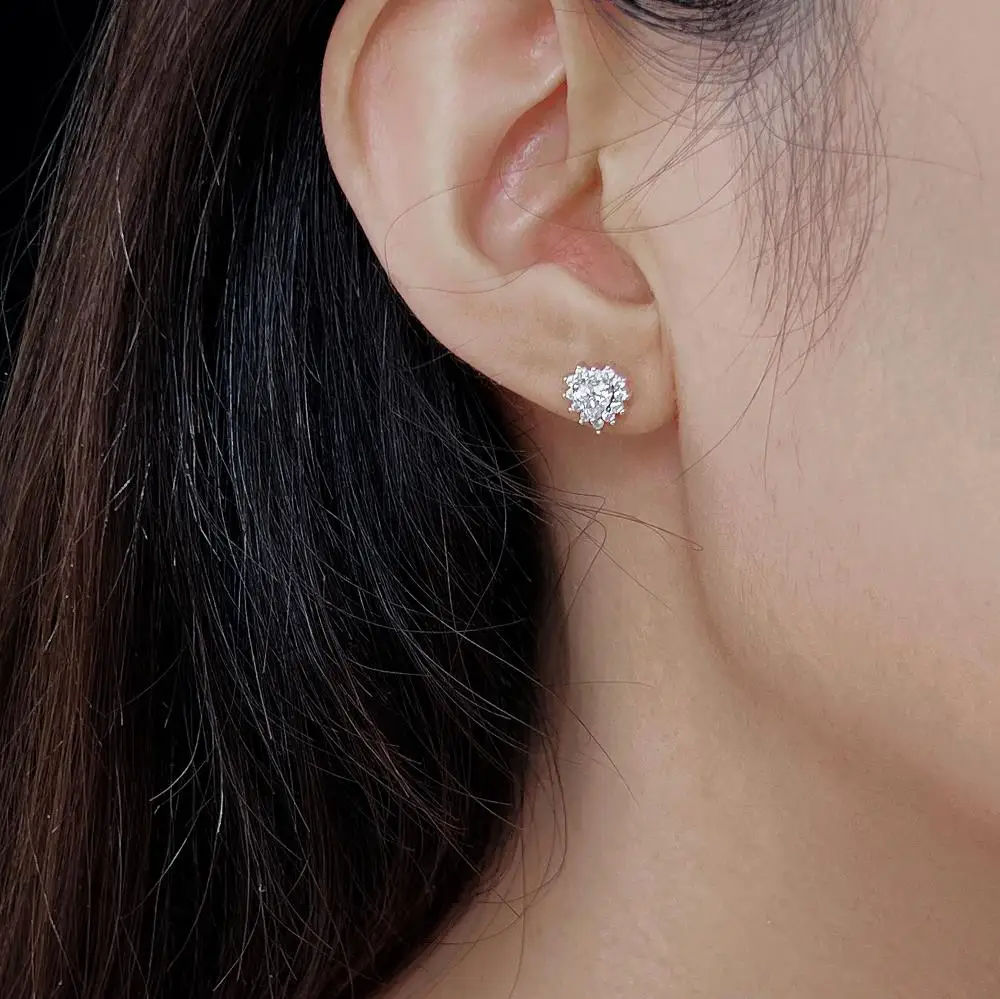 KAKODIY Full Surround Zircon Earrings Accessories Fashion 925 Sterling Silver Heart Stud Earrings detail 1