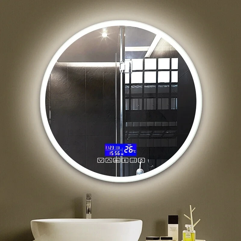 product modern wall mounted nordic led mirror smart round vanity light mirror for bathroom-4