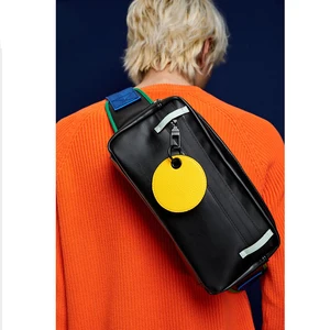 Custom Logo Black Smooth Vegan Leather Men's Chest Rig Pack Crossbody Shoulder Bag for Men