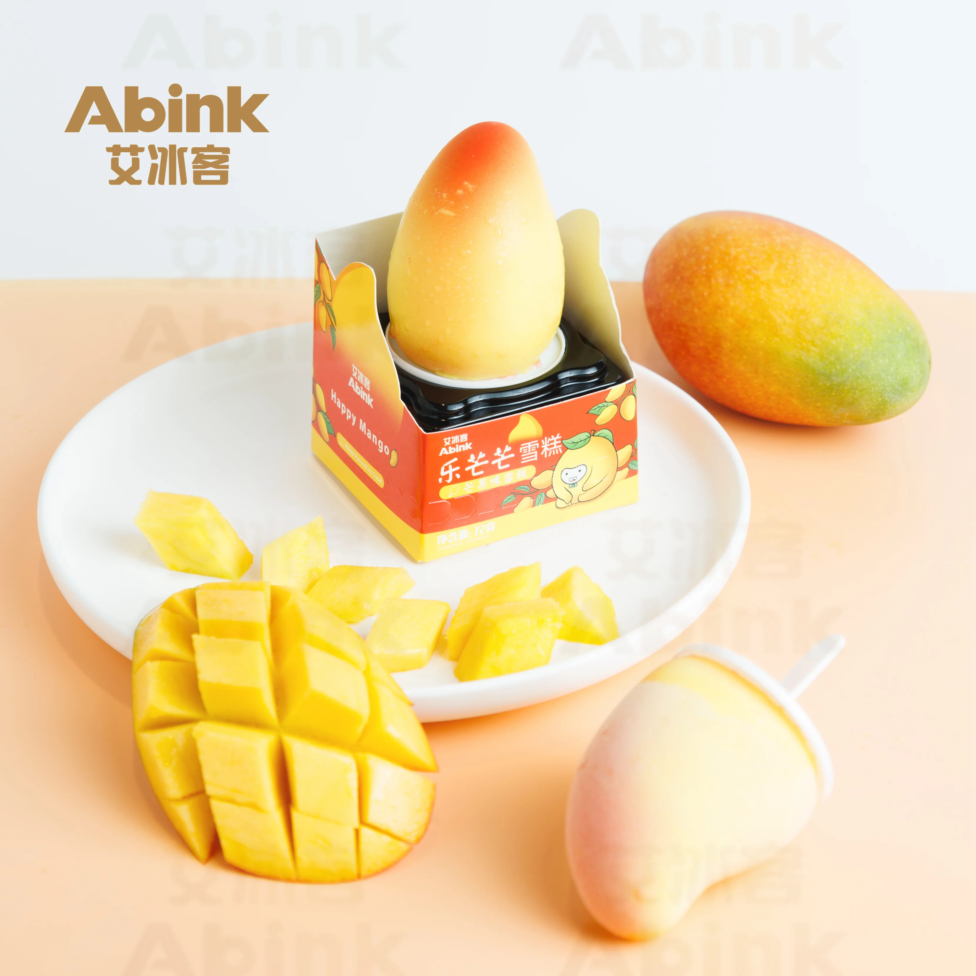 Abink Happy Mango Ice Cream Refreshing 3D Fruit & Chocolate Shapes Wholesale Original Flavor with Milk Added Stick Box
