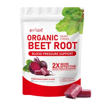 Nitric Oxide and Circulation Supplement Beet Root Gummies Natural Low Sugar Beets Root Soft Chews Support Healthy Blood