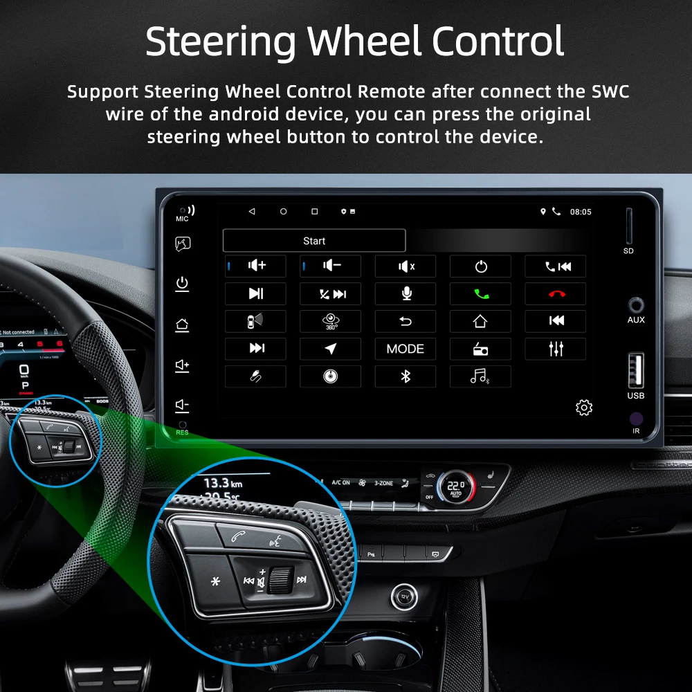 Android Car Radio for Toyota Corolla Universal 7 Inch 200*100mm Touch Screen Carplay Android Auto Car Stereo