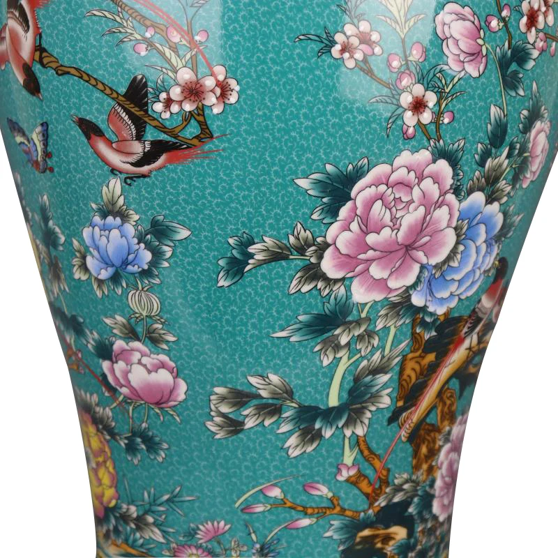 景德镇热卖现代陶瓷大蓝珐琅中式花瓶装饰仿古室内装饰花瓶