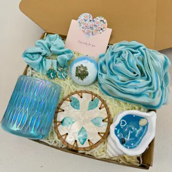 Hot Selling Private Label Blue Ocean Relaxing Bath Spa Gift Set Logo Get Well Soon Gift Baskets for Women Self Care