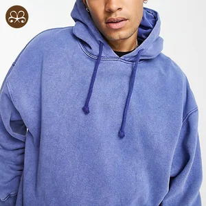 Custom logo High Quality Street Style Oversize Sweatshirt Men Vintage Blue Heavyweight Hoodies