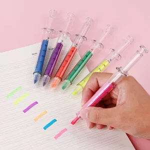 Wholesale High Quality Unique Injection Shape Cute Stationery Custom Logo Highlighter Marker Pen for Office Supply