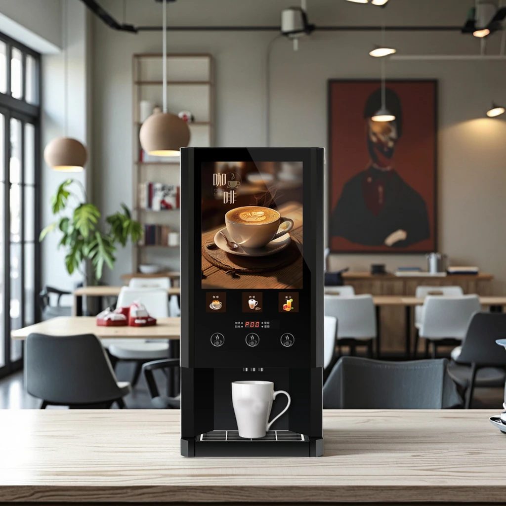 product 3 in 1 coffee and tea commercial hot beverage automatic 3 instant powder coffee vending machine-17