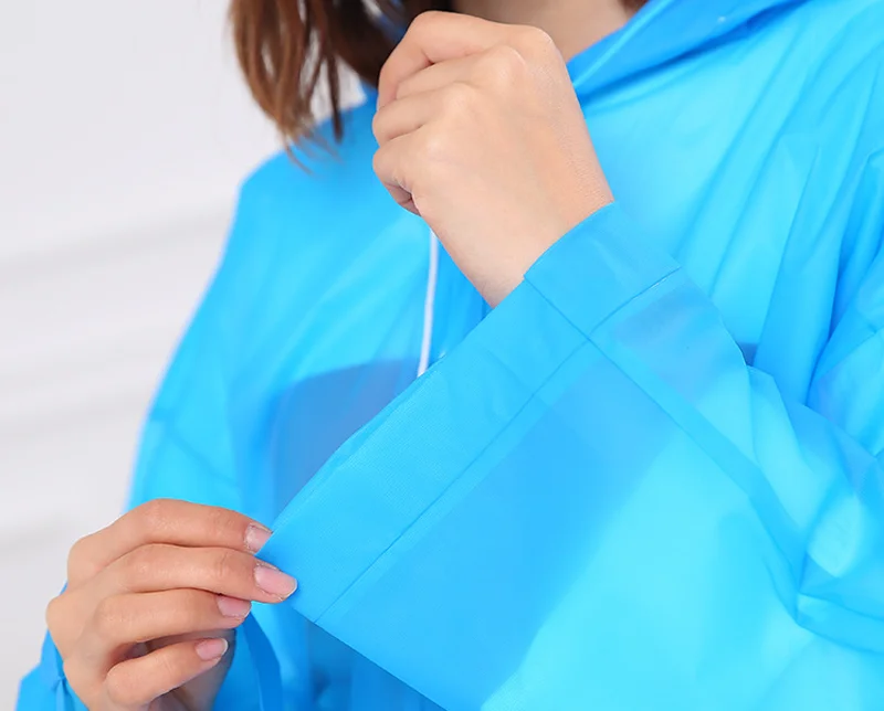 High Quality EVA Reusable Raincoat Emergency Rain Gear Jacket PEVA Adults Kids Rain Poncho with Hood