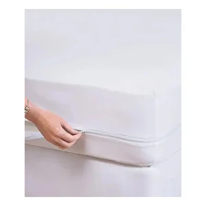 Polyester Knitted Bed Fitted Mattress Encasement Cover With Zippered Mattress Protector Waterproof Bed Protection Adult