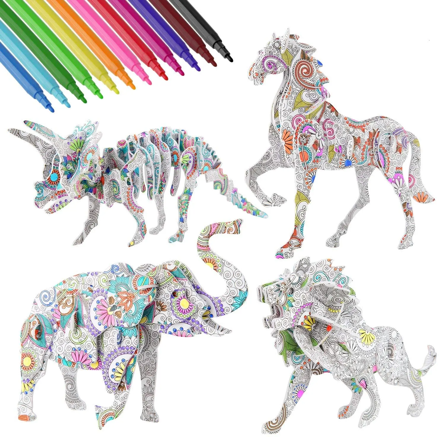3D Coloring Puzzle for 6 7 Year Old Girl, Fun Art and Craft Kit for Girl  Age 10, Unicorn Horse Toys for Kid Age 8 9