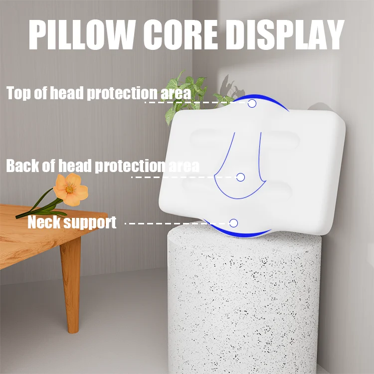 Blue Solid Color Ergonomic Cervical Contour Cheap Memory Foam Pillow Orthopedic Sleeping Pillows