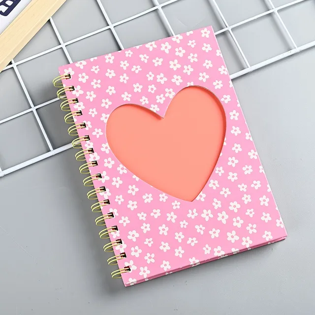 GF Lovely Cute Pretty Floral Heart Design A4 Spiral Notebook Twin-wire Binding College Ruled Hardcover Journal Planner Notebooks