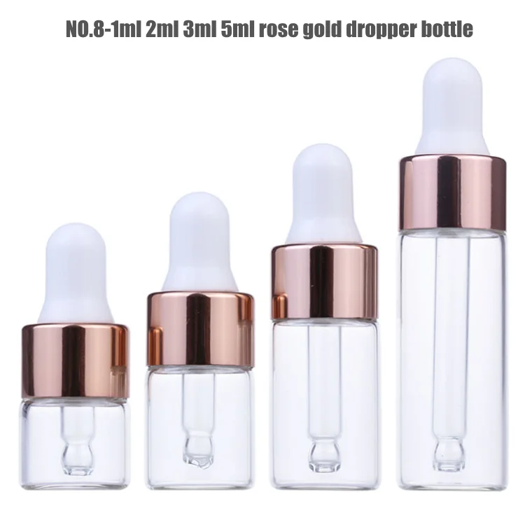 1ml 2ml 3ml 5ml Empty Small Sample Essential Oil Glass Dropper Container Cosmetic Serum Bottle